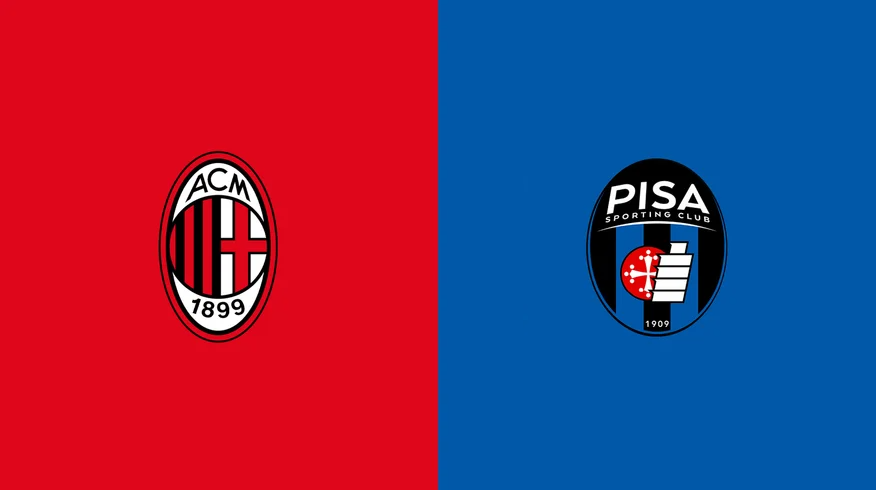 Team Logos of AC Milan vs Pisa