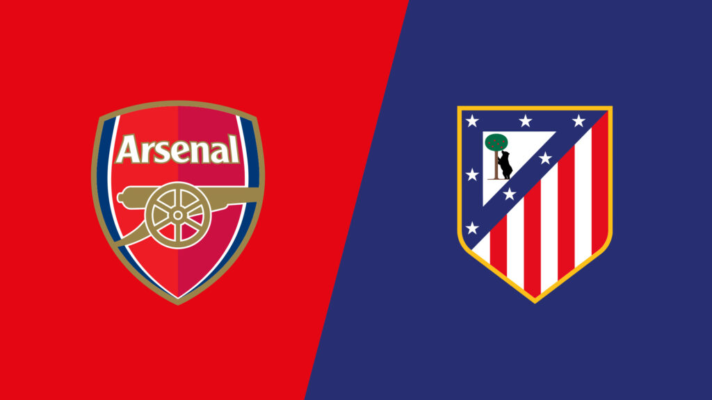 Team Logos of Arsenal vs Atletico Madrid