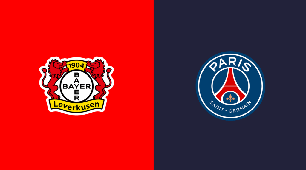 Team Logos of Bayer Leverkusen vs PSG Paris Saint-Germain