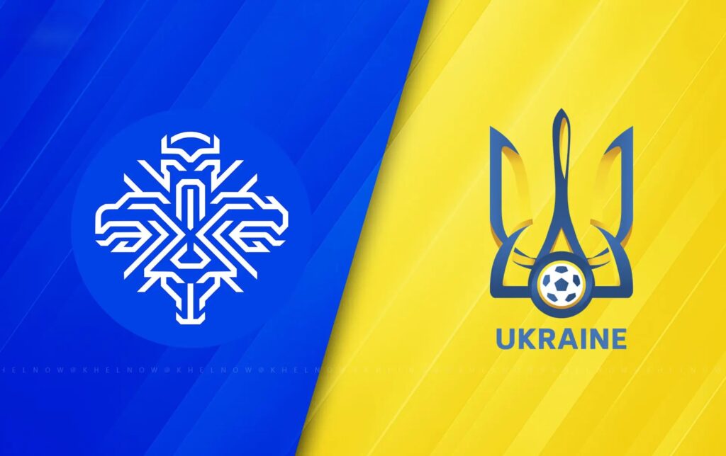 Team Logos of Iceland vs Ukraine