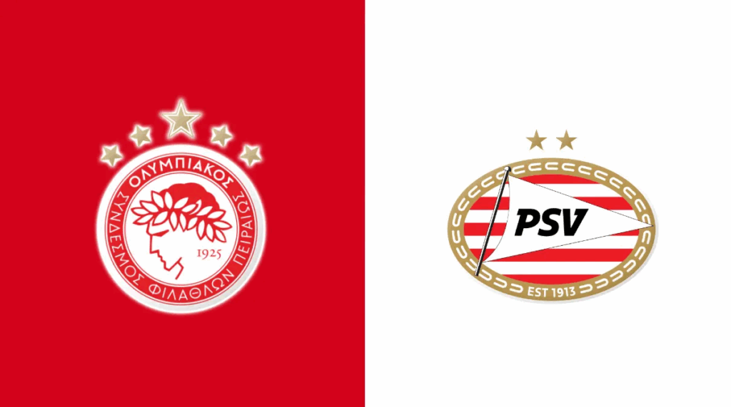 Team Logos of Olympiacos Piraeus vs PSV Eindhoven