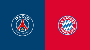 Team Logos of PSG Paris Saint-Germain vs Bayern Munich