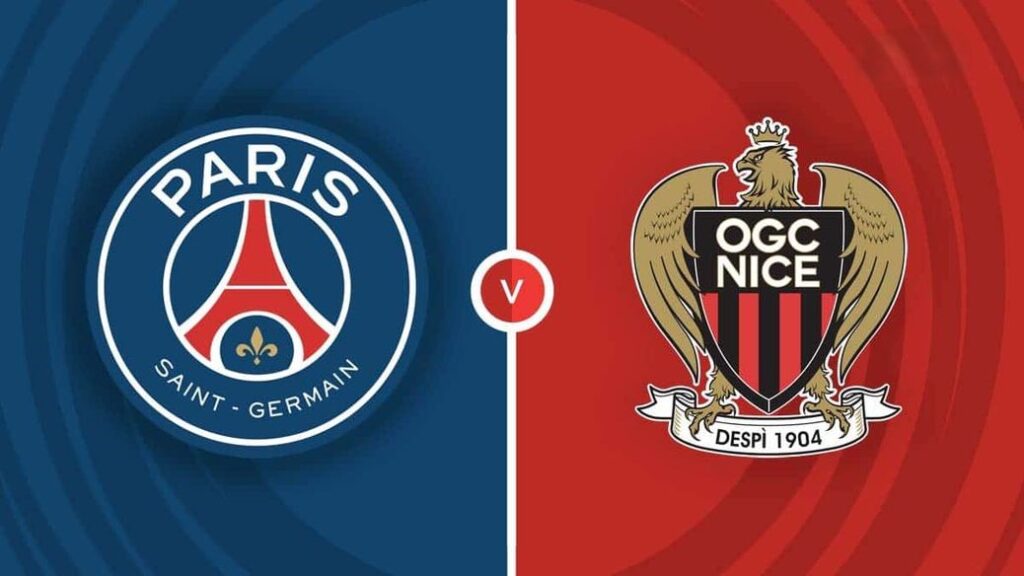 Team Logos of PSG Paris Saint-Germain vs Nice