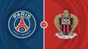 Team Logos of PSG Paris Saint-Germain vs Nice
