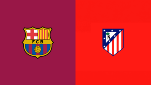 Team Logos of Barcelona vs Atletico Madrid