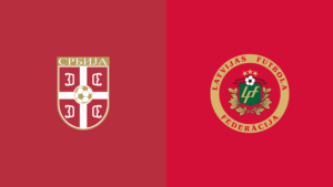 Team Logos of Serbia vs Latvia