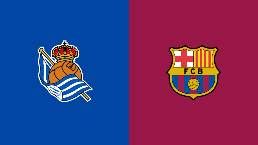 Team Logos of Real Sociedad vs Barcelona