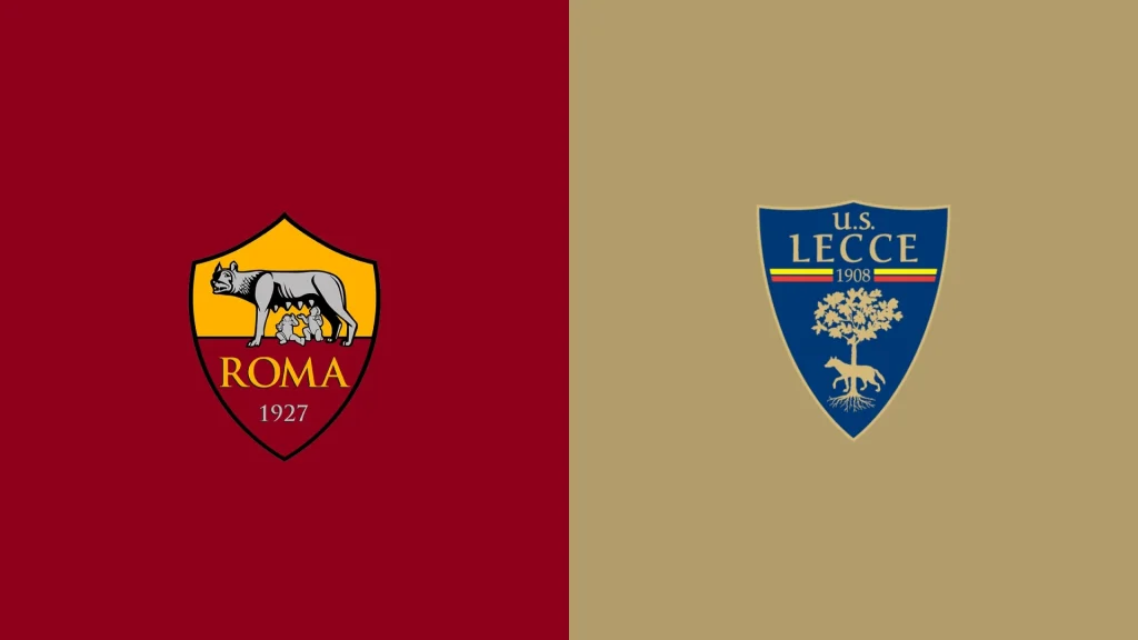 Team Logos of AS Roma vs Lecce