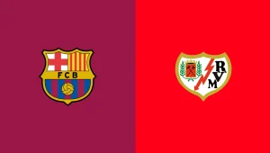 Team Logos of Barcelona vs Rayo Vallecano