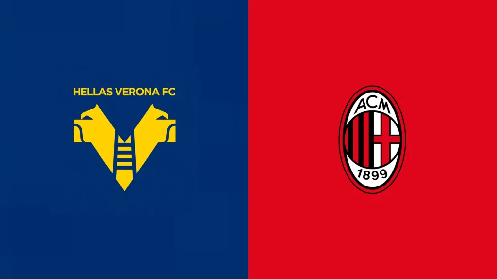 Team Logos of Hellas Verona vs AC Milan